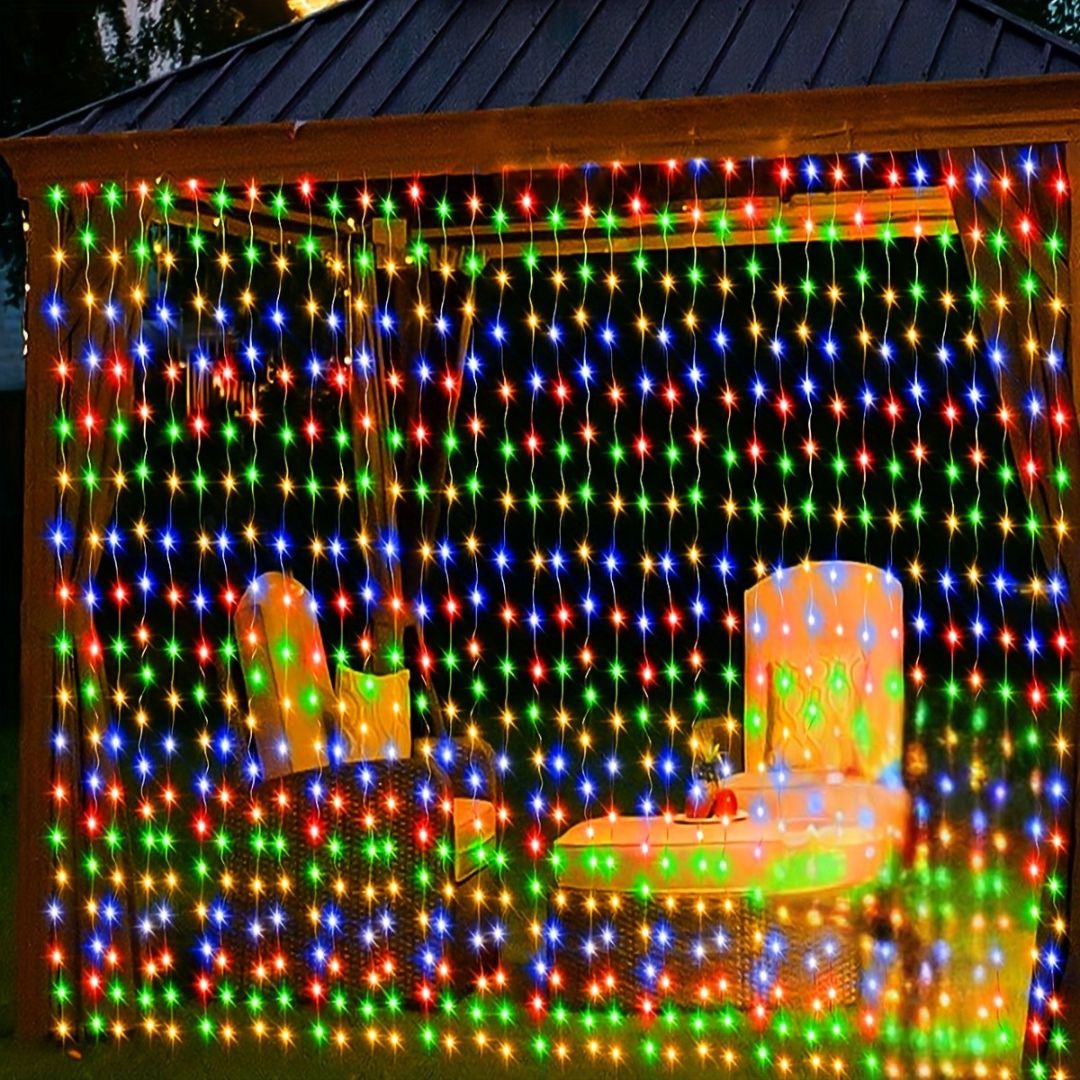 Guirlande lumineuse pour rideau d'extérieur à énergie solaire