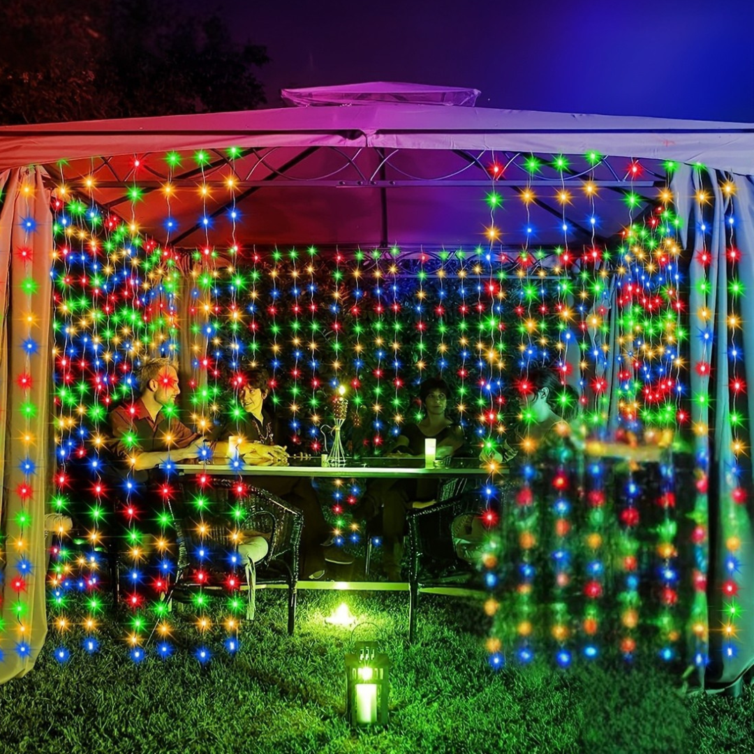 Guirlande lumineuse pour rideau d'extérieur à énergie solaire