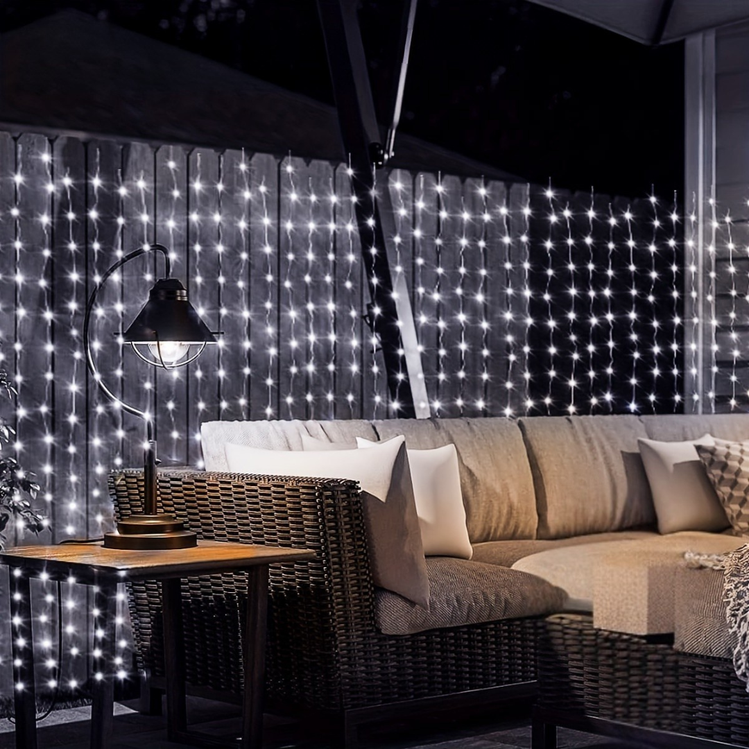 Guirlande lumineuse pour rideau d'extérieur à énergie solaire