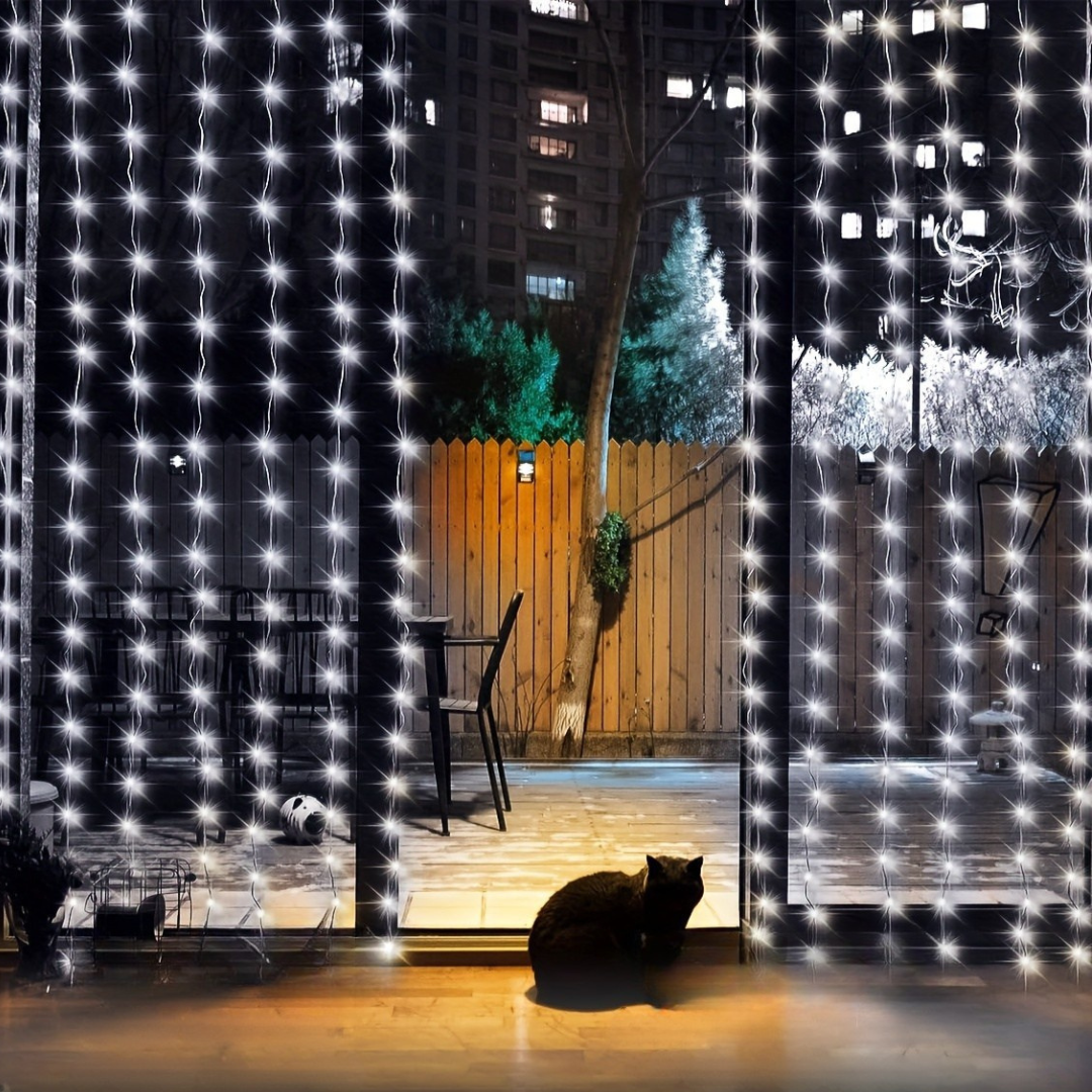 Guirlande lumineuse pour rideau d'extérieur à énergie solaire
