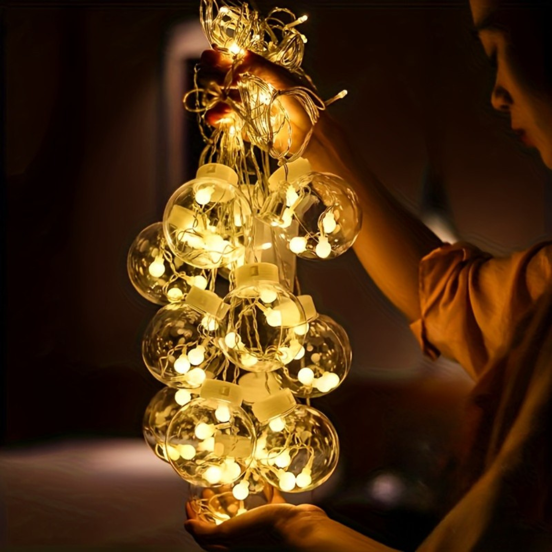 Guirlandes lumineuses avec globes suspendus