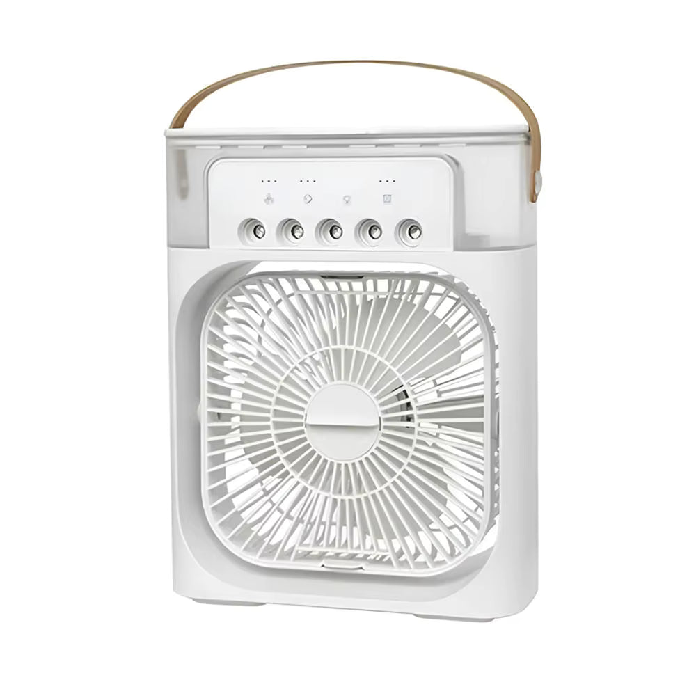 Mini Ventilateur Brumisateur Humidificateur Portable – Rafraîchissement, Brume 5 Buses &amp; Veilleuse 3-en-1