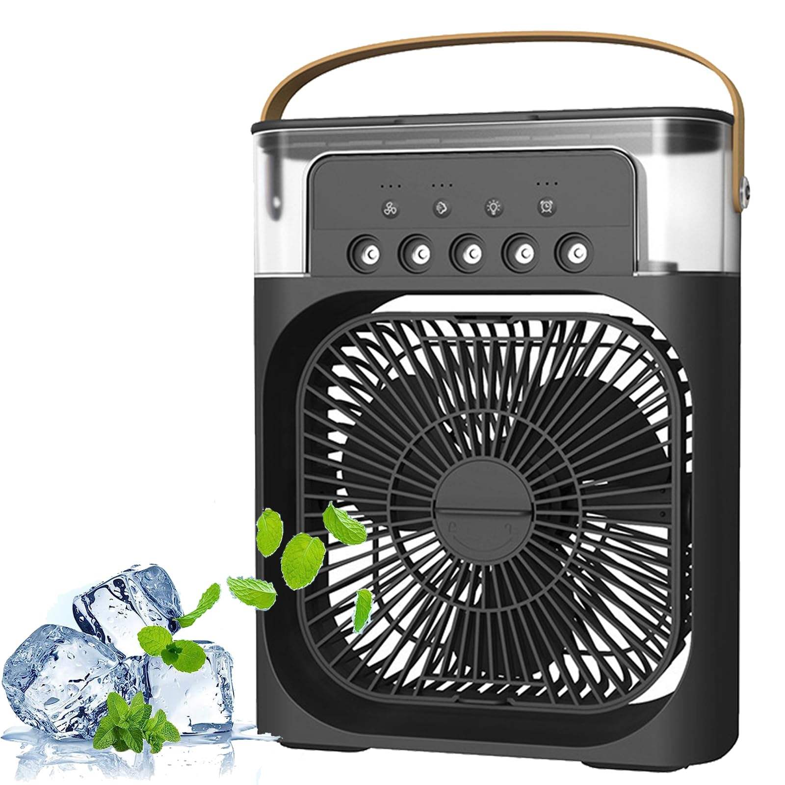 Mini Ventilateur Brumisateur Humidificateur Portable – Rafraîchissement, Brume 5 Buses &amp; Veilleuse 3-en-1