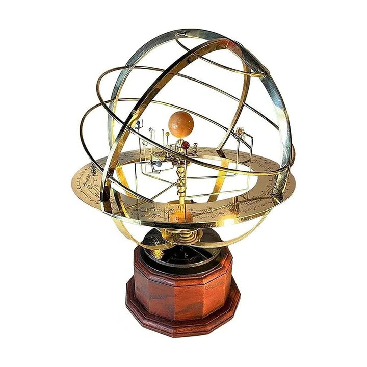 Réplique Mécanique Artisanale du Système Solaire en Laiton (5 Planètes)