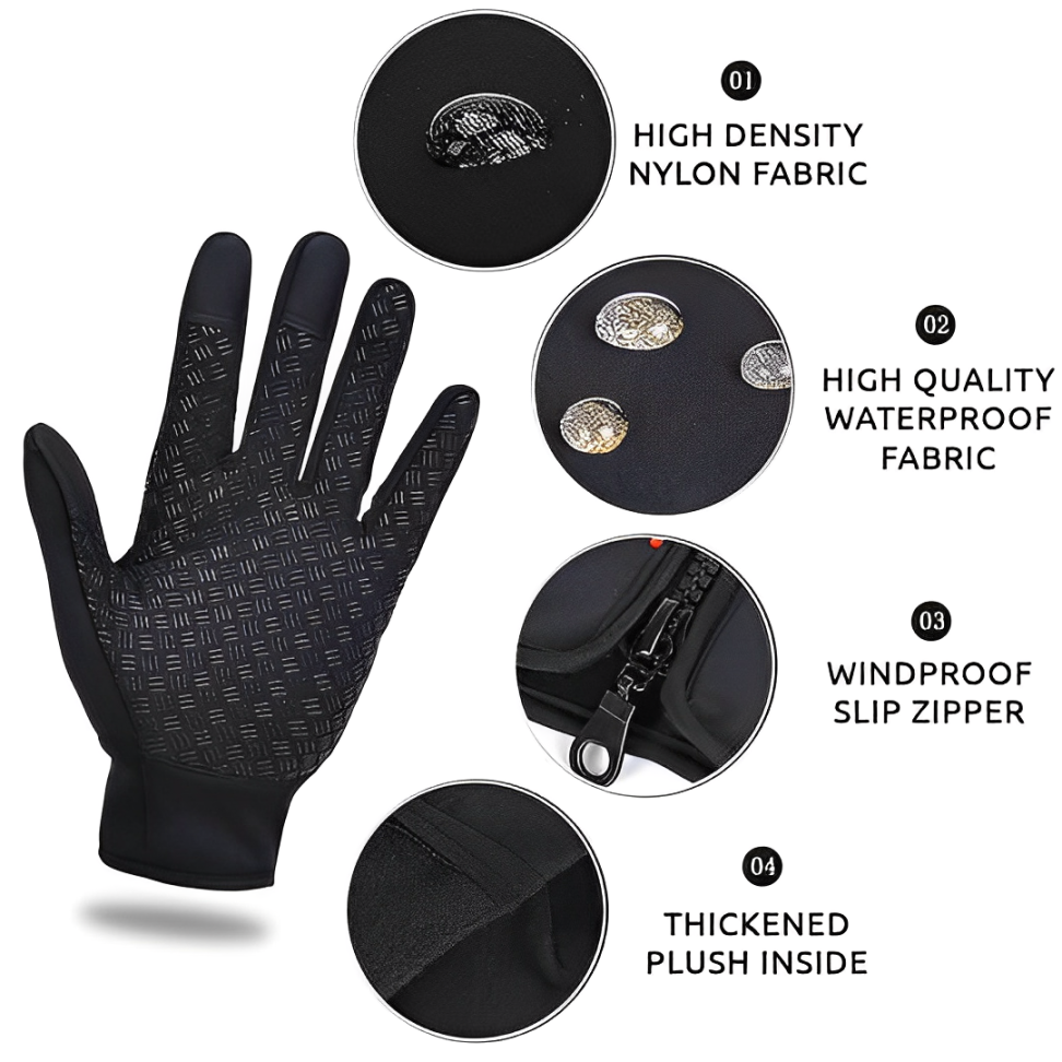Gants de cyclisme chauds avec 3 supports d'écran tactiles chauds, imperméables, gants de vélo d'hiver unisexes | Sansotis