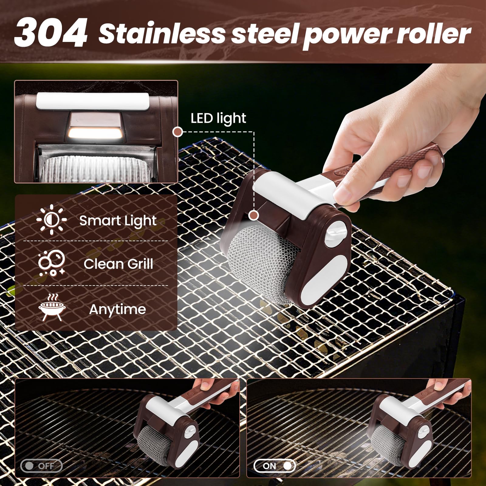 Sakerplus® Nettoyeur de Grill Électrique – Sans Poils Métalliques