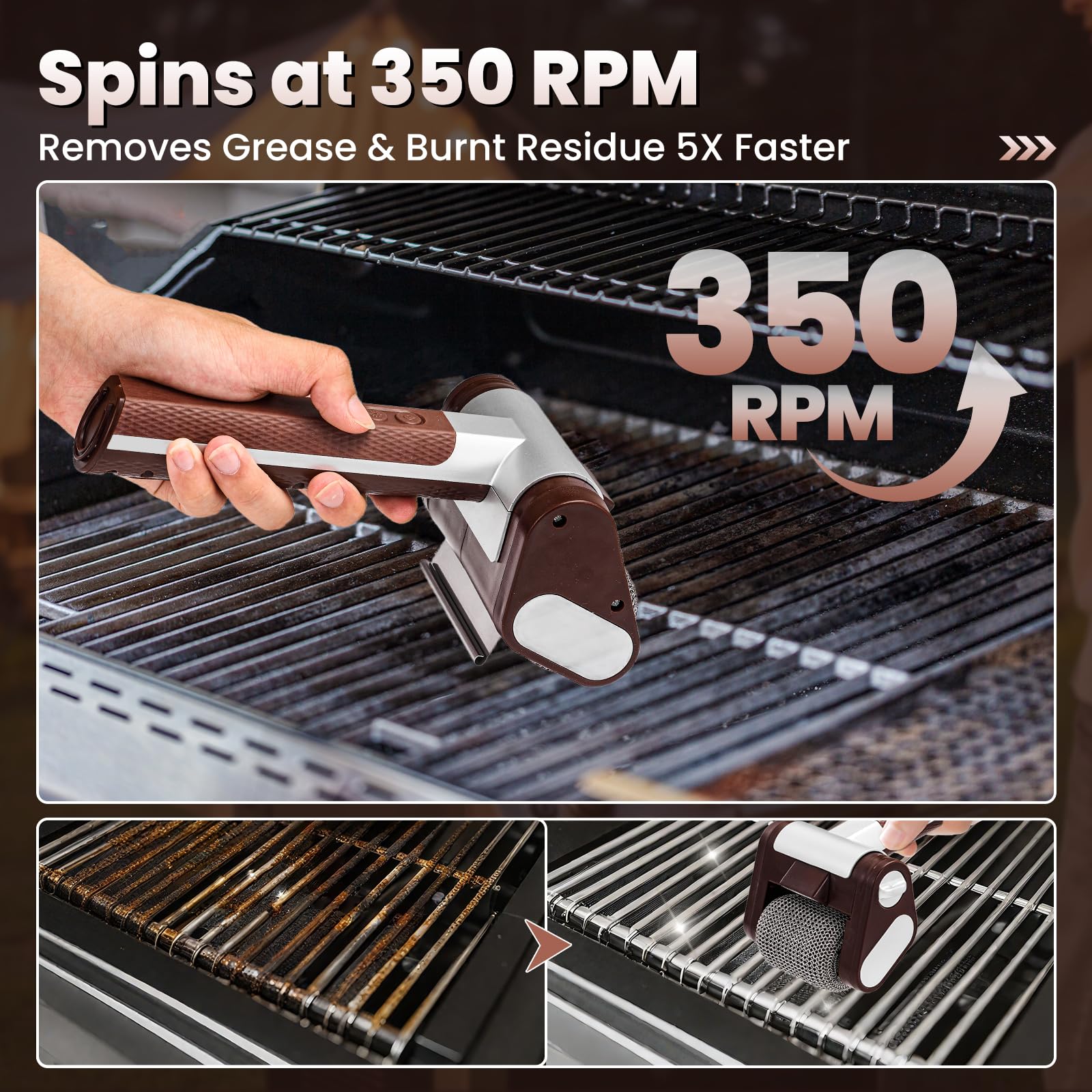 Sakerplus® Nettoyeur de Grill Électrique – Sans Poils Métalliques