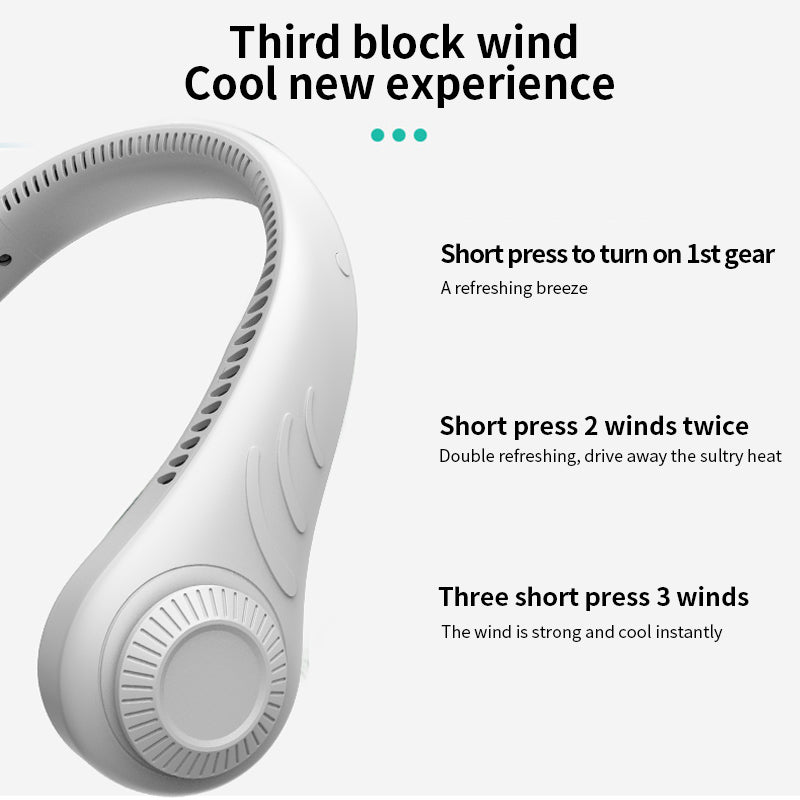 Ventilateur de Cou Portable Rechargeable – Refroidissement Mains-Libres pour l'Extérieur