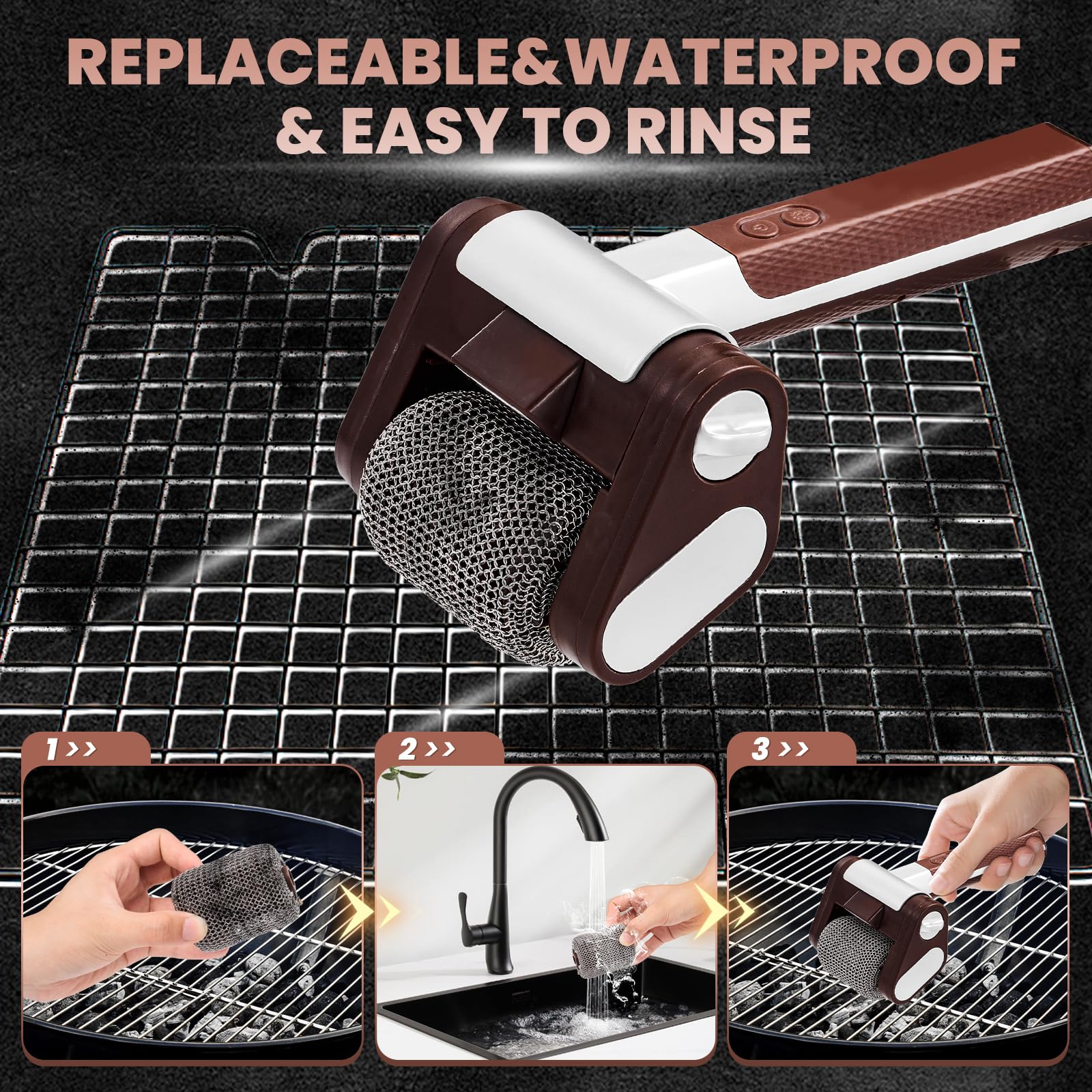 Sakerplus® Nettoyeur de Grill Électrique – Sans Poils Métalliques