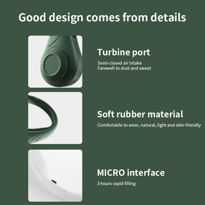 Ventilateur de Cou Portable Rechargeable – Refroidissement Mains-Libres pour l'Extérieur