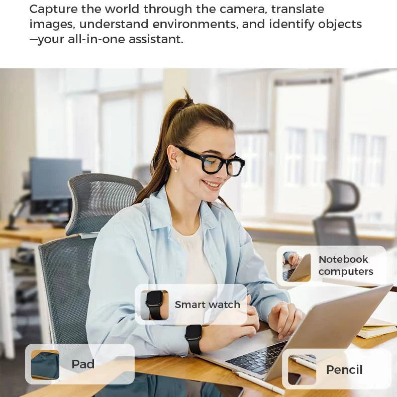 Lunettes intelligentes avec caméra intégrée et audio Bluetooth