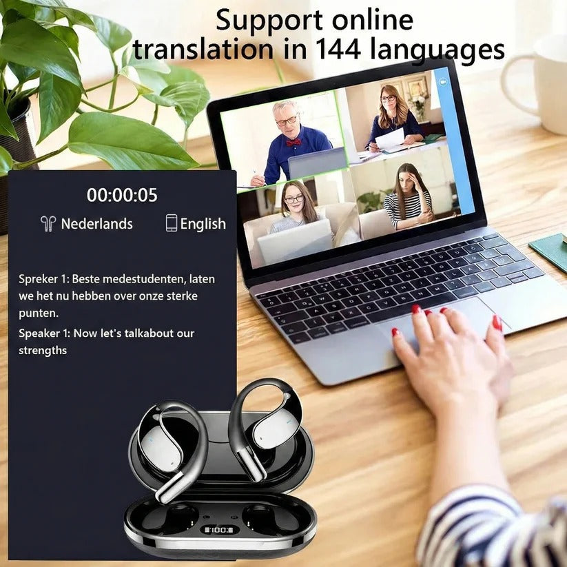 Écouteurs sans fil pour traduction avec son Hi‑Fi et 144 langues