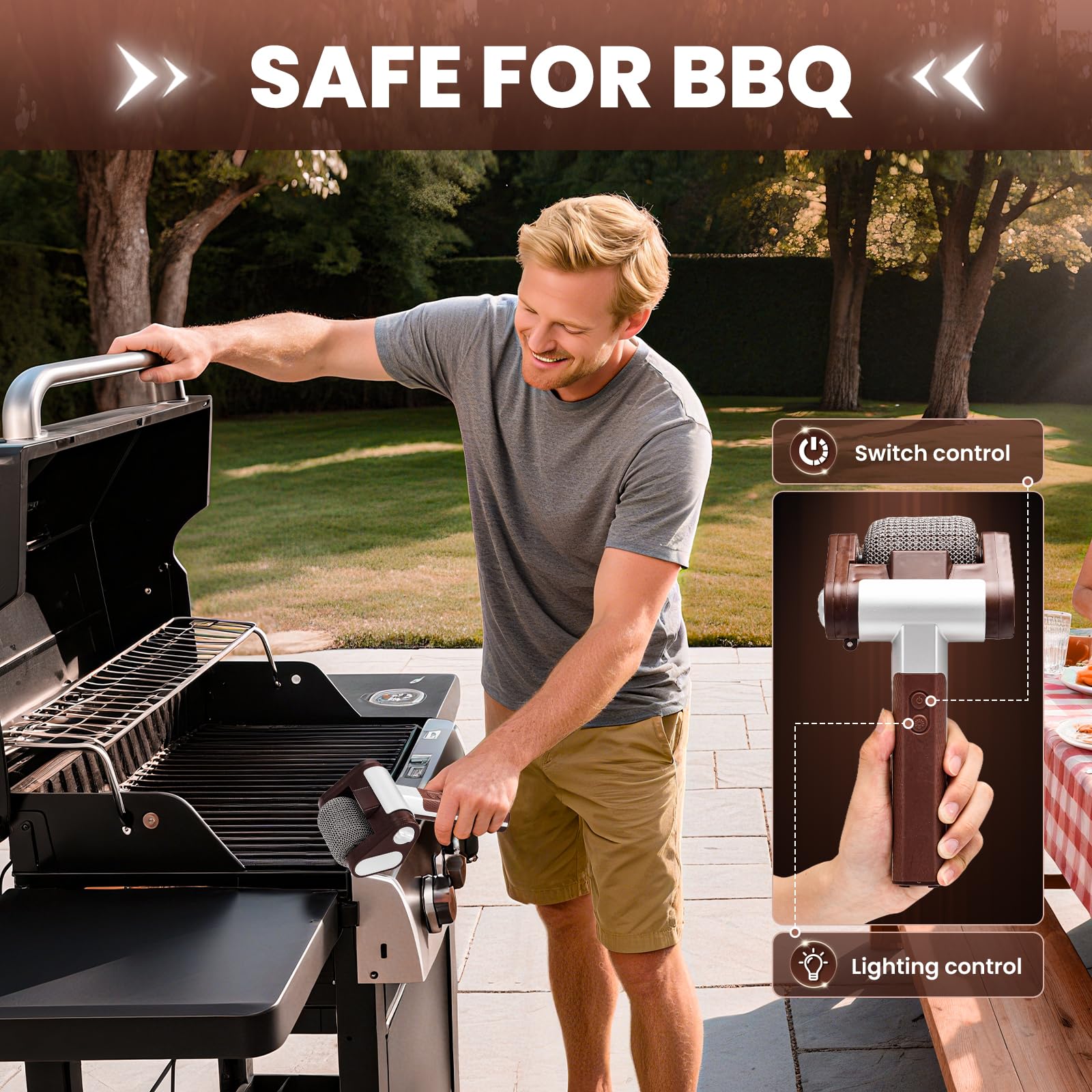Sakerplus® Nettoyeur de Grill Électrique – Sans Poils Métalliques