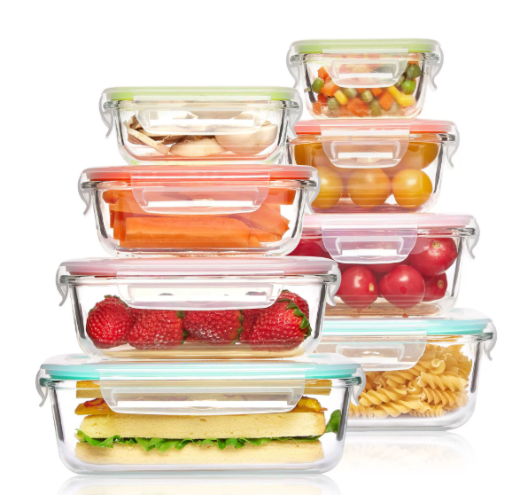 Ensemble de 8 contenants alimentaires en verre avec couvercles