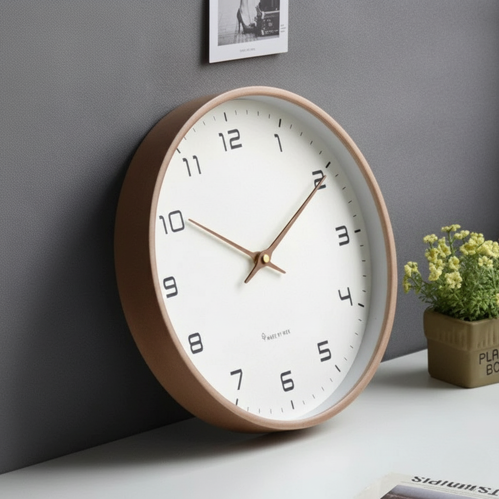Horloge murale scandinave en bois – Horloge silencieuse · Horloge minimaliste · Accents naturels pour le salon, la chambre à coucher, le bureau · Suivi du temps élégant · Design élégant | Sansotis
