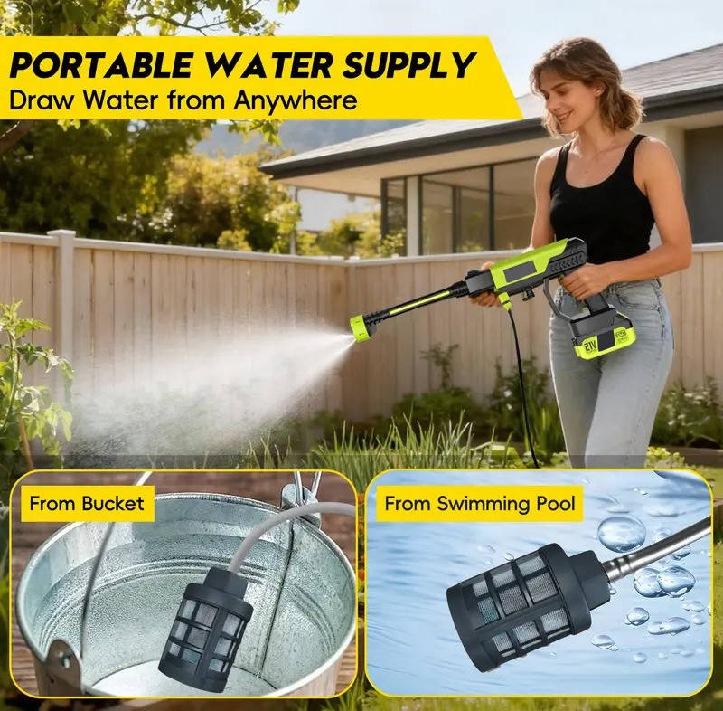 Nettoyeur haute pression sans fil pour voiture, nettoyage domestique et arrosage du jardin