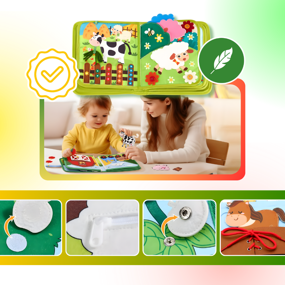 Livre interactif à velcro pour enfants sur le thème de la ferme