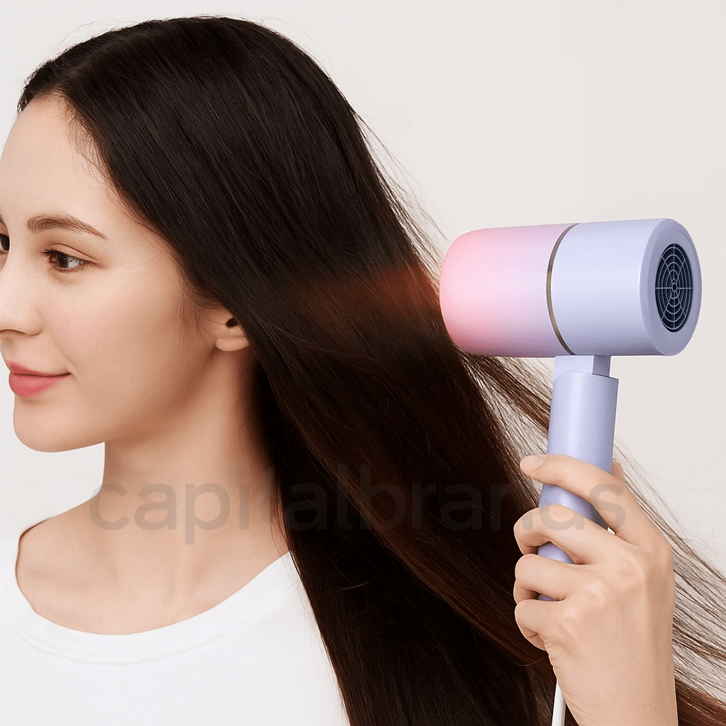 Iondry – Sèche-cheveux pliable avec technologie ionique pour des cheveux lisses et brillants