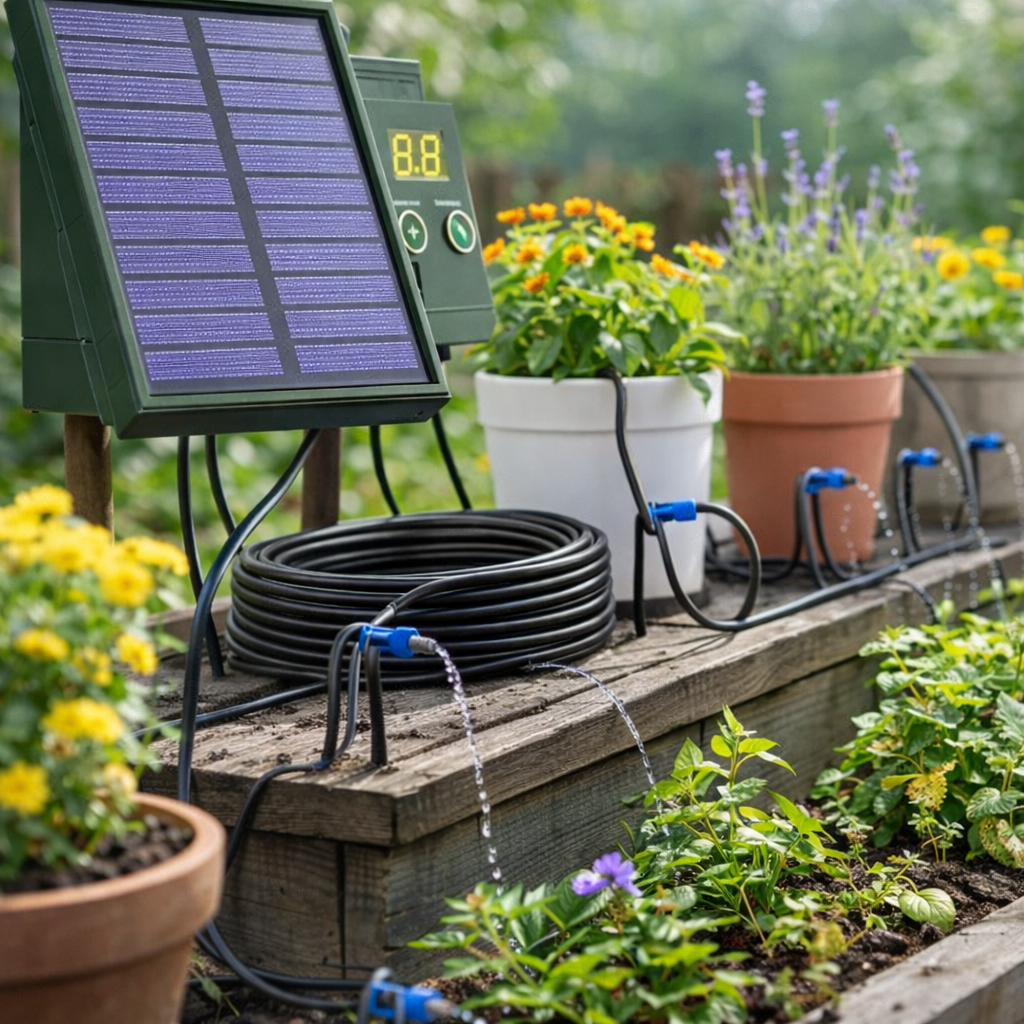 Irrigation goutte-à-goutte solaire intelligente pour petits jardins