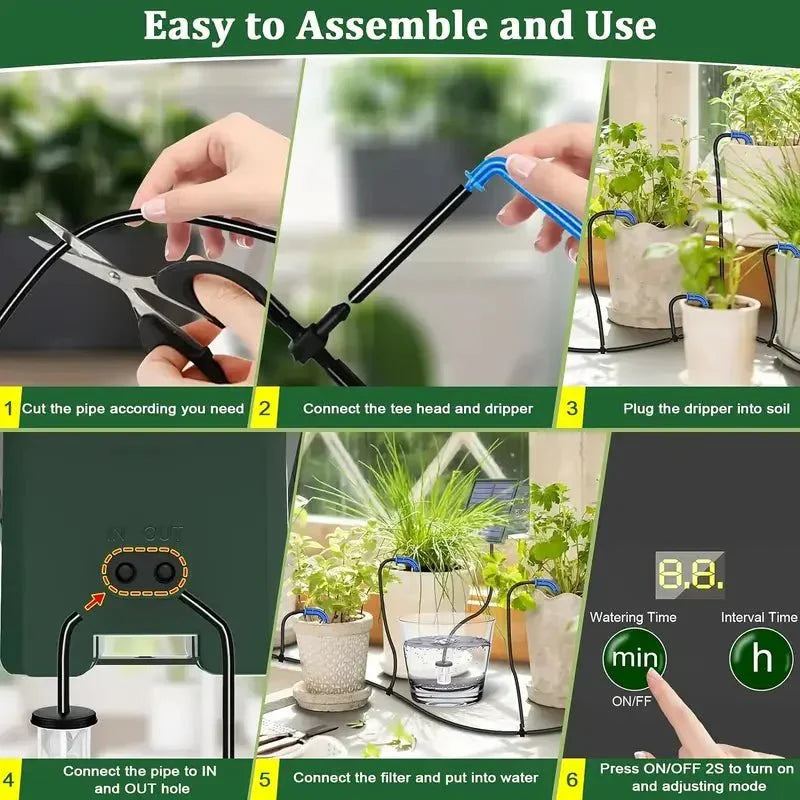 Irrigation goutte-à-goutte solaire intelligente pour petits jardins