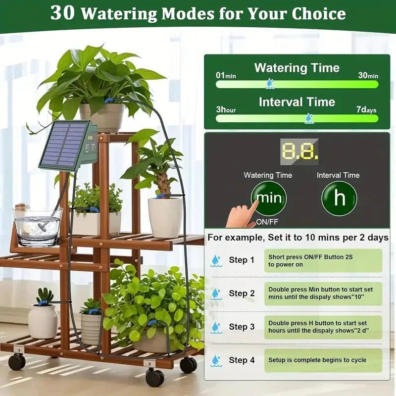 Irrigation goutte-à-goutte solaire intelligente pour petits jardins