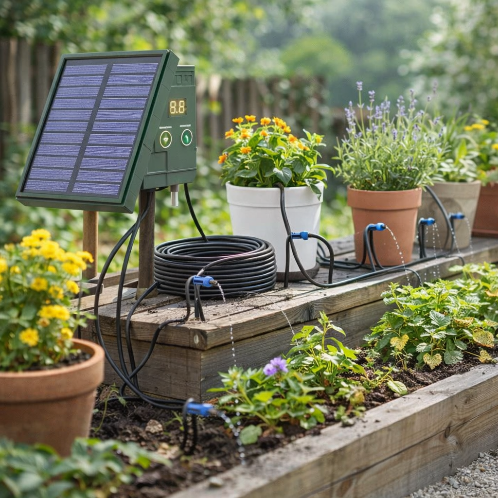 Irrigation goutte-à-goutte solaire intelligente pour petits jardins