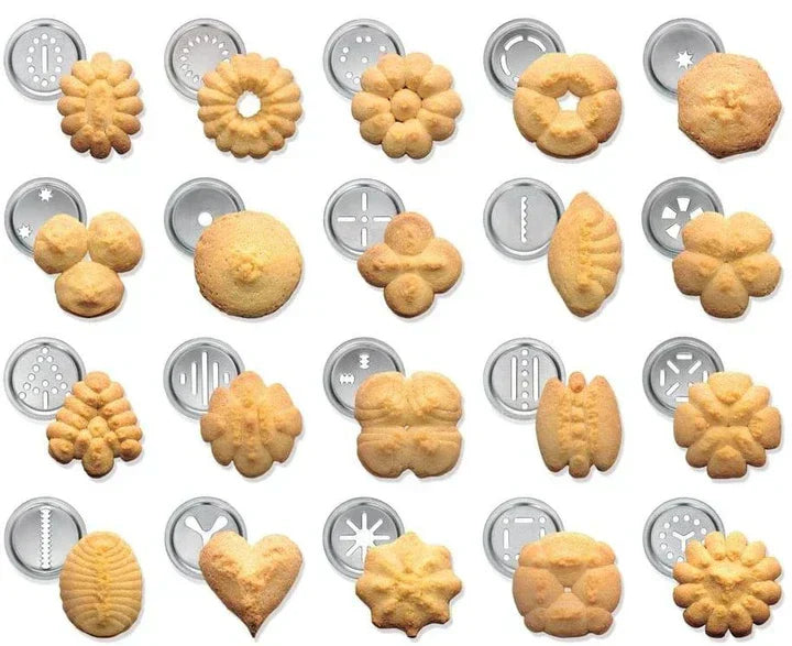 Presse à biscuits pour pâtissiers amateurs et passionnés, avec différentes formes et options de décoration.