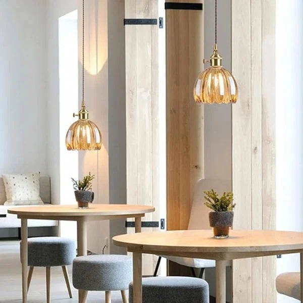 Luminaire suspendu fleur en verre japonais à 1 lumière