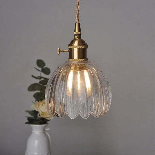 Luminaire suspendu fleur en verre japonais à 1 lumière