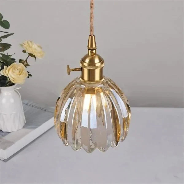 Luminaire suspendu fleur en verre japonais à 1 lumière
