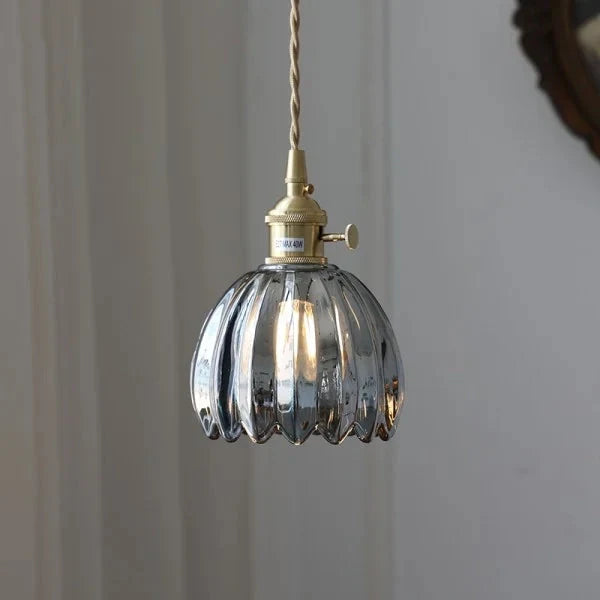 Luminaire suspendu fleur en verre japonais à 1 lumière