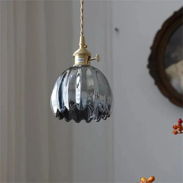 Luminaire suspendu fleur en verre japonais à 1 lumière