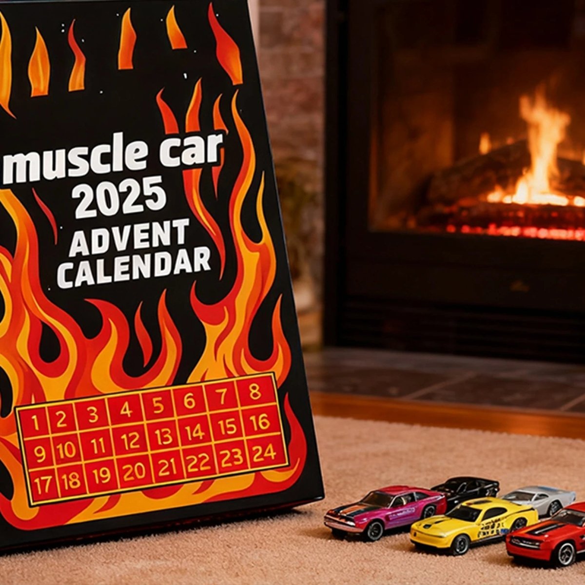 Calendrier de l'Avent 2D pour enfants avec 24 mini voitures - Cadeau de Noël festif