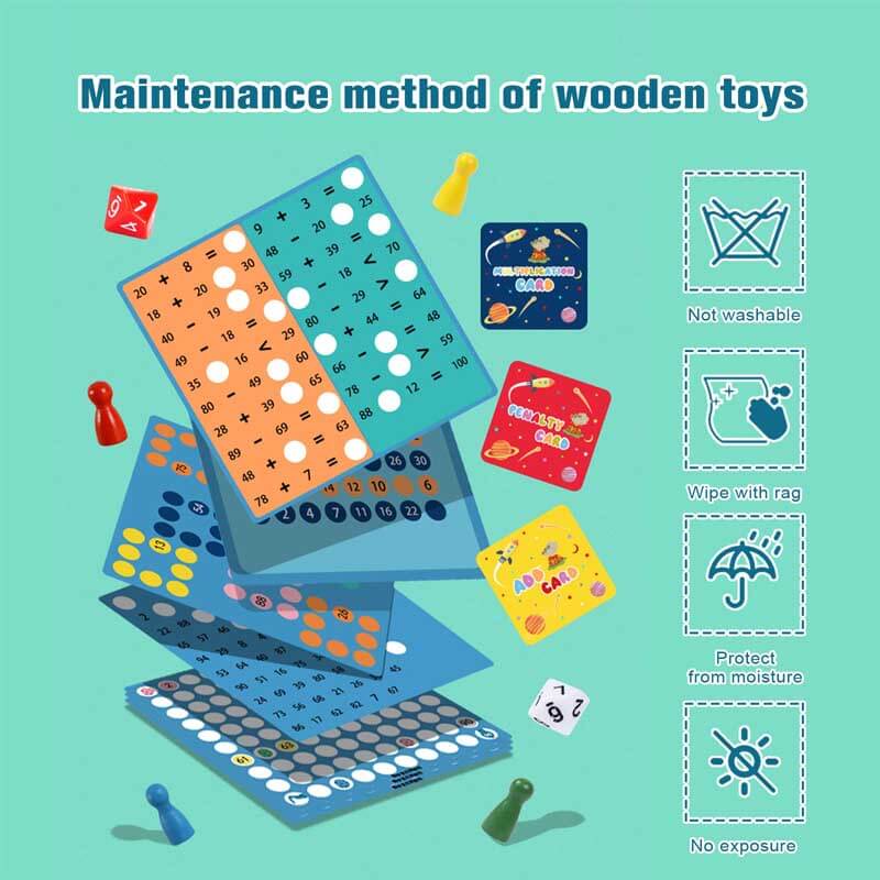 Jeu de société éducatif de multiplication et d'addition pour enfants