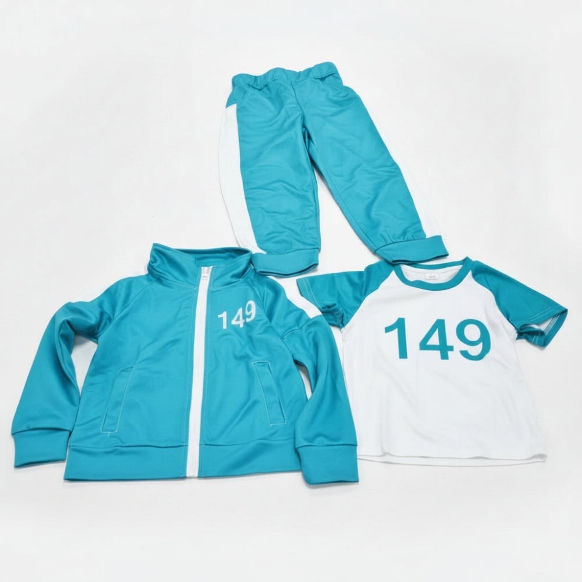 Costume d'Halloween pour enfants, ensemble de survêtement trois pièces avec chiffres et rayures latérales