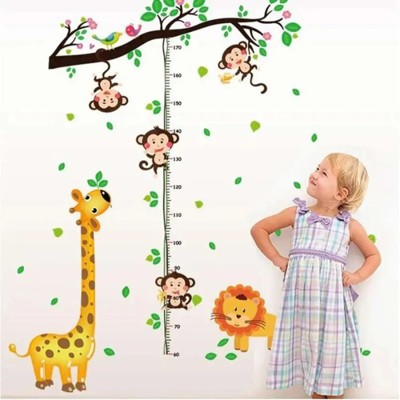 Décoration murale pour tableau de croissance des animaux de la jungle pour enfants