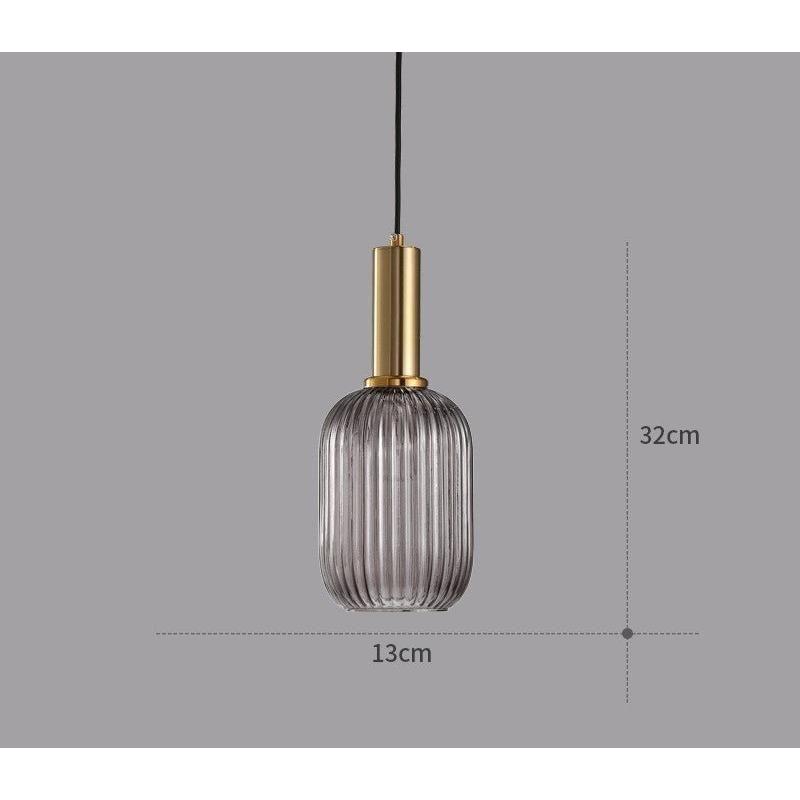 Lampe à Suspension Verre Nervuré Vintage 1 Lumière Or E27 | Sansotis