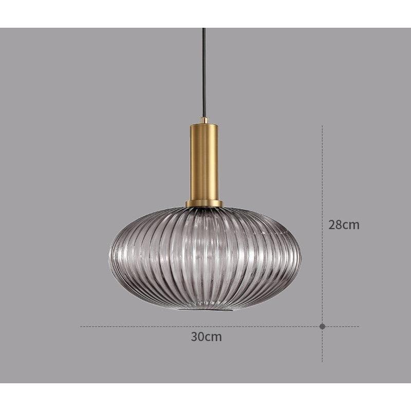 Lampe à Suspension Verre Nervuré Vintage 1 Lumière Or E27 | Sansotis