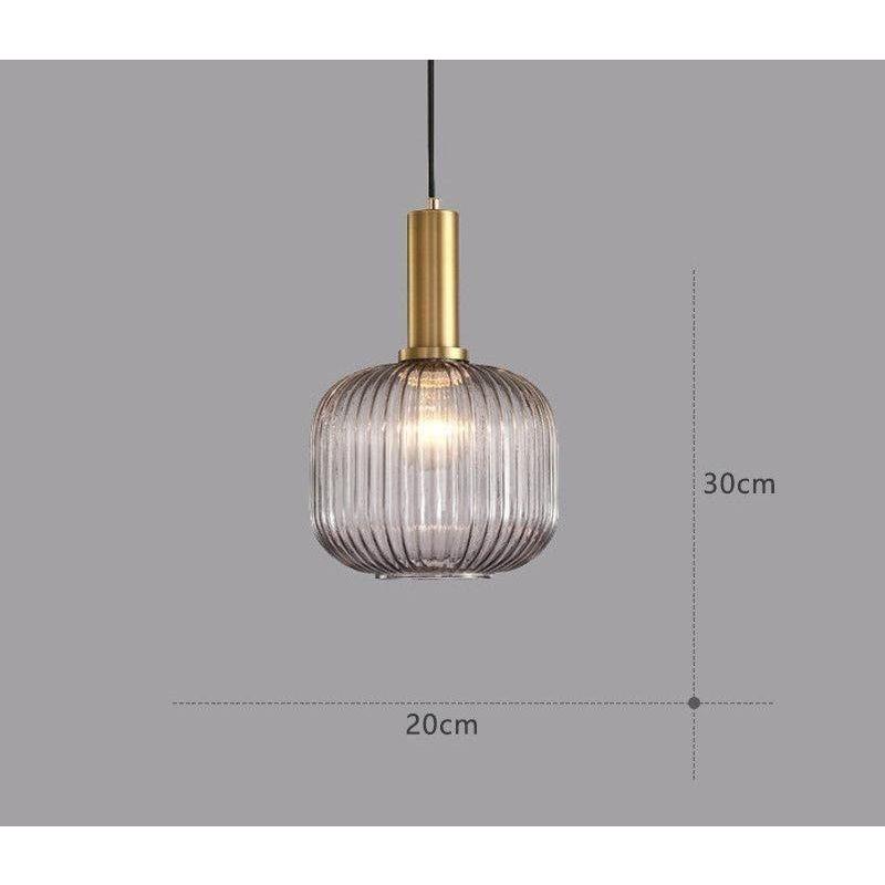 Lampe à Suspension Verre Nervuré Vintage 1 Lumière Or E27 | Sansotis