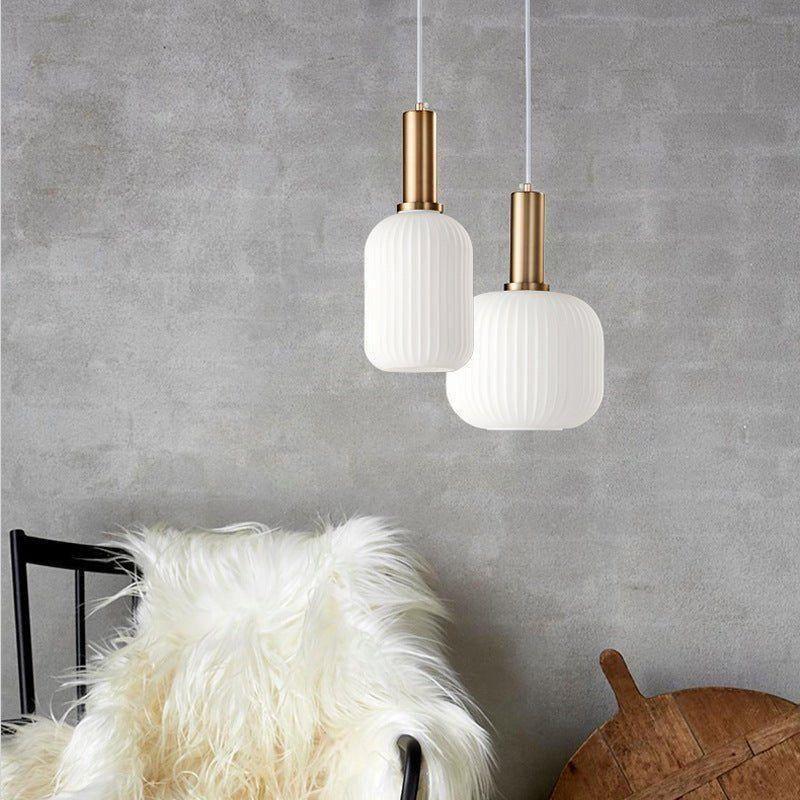 Lampe à Suspension Verre Nervuré Vintage 1 Lumière Or E27 | Sansotis