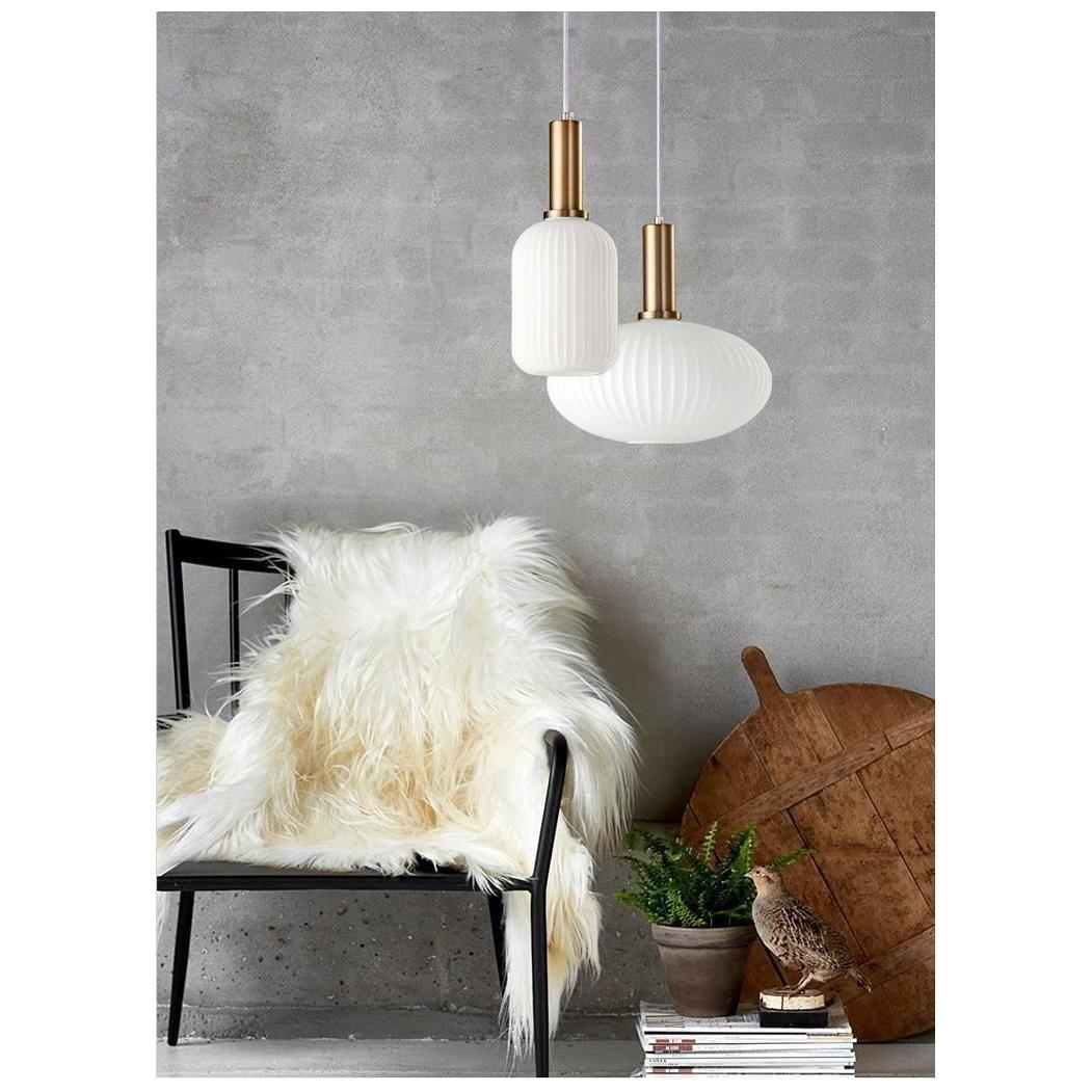 Lampe à Suspension Verre Nervuré Vintage 1 Lumière Or E27 | Sansotis