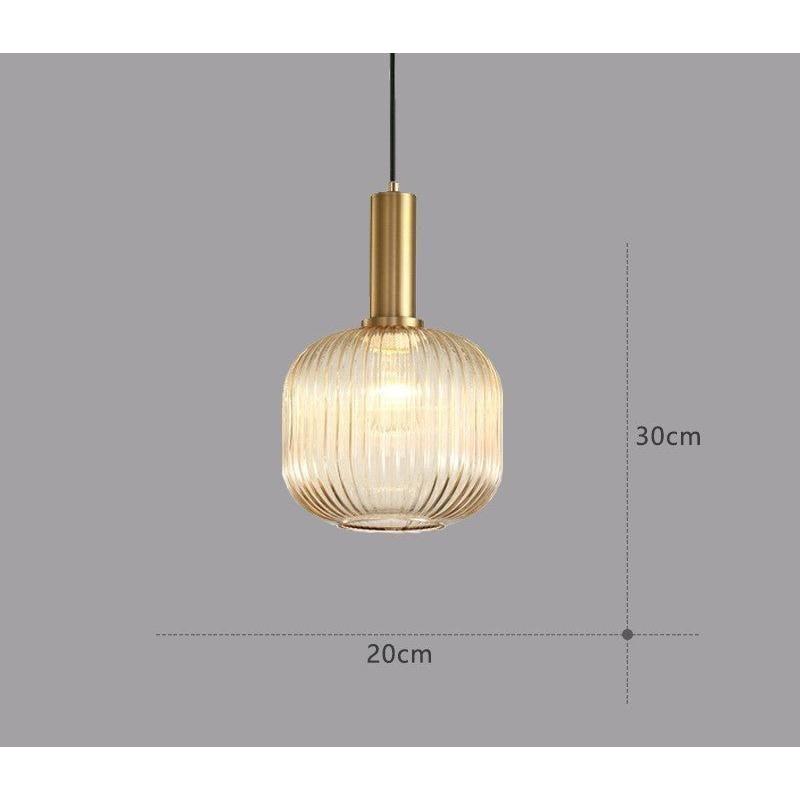 Lampe à Suspension Verre Nervuré Vintage 1 Lumière Or E27 | Sansotis