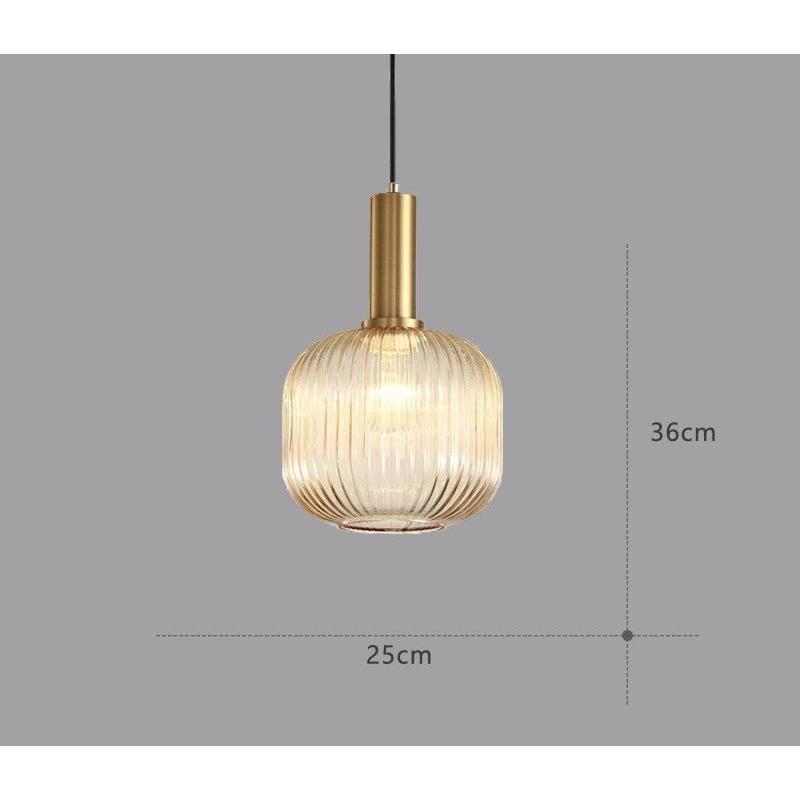 Lampe à Suspension Verre Nervuré Vintage 1 Lumière Or E27 | Sansotis
