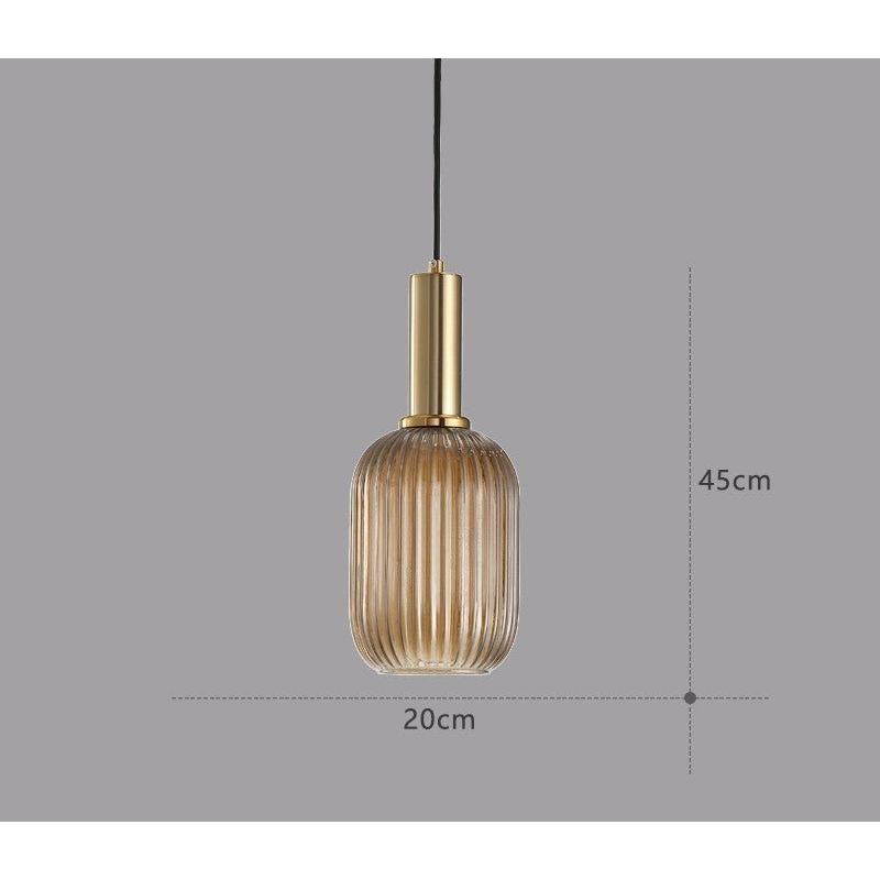 Lampe à Suspension Verre Nervuré Vintage 1 Lumière Or E27 | Sansotis