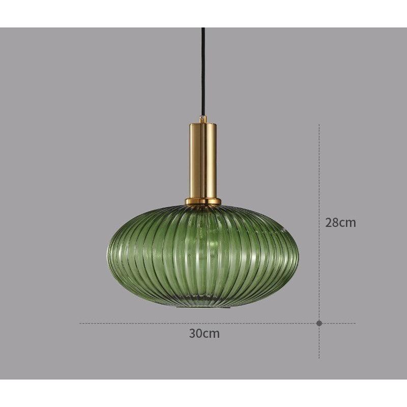 Lampe à Suspension Verre Nervuré Vintage 1 Lumière Or E27 | Sansotis
