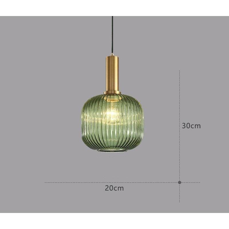Lampe à Suspension Verre Nervuré Vintage 1 Lumière Or E27 | Sansotis