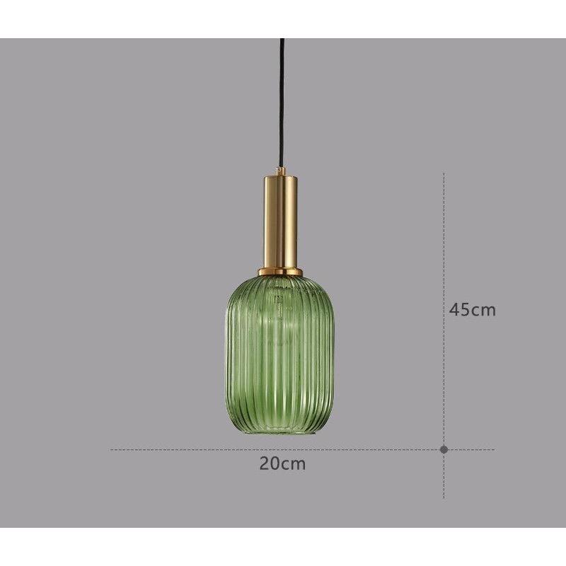 Lampe à Suspension Verre Nervuré Vintage 1 Lumière Or E27 | Sansotis