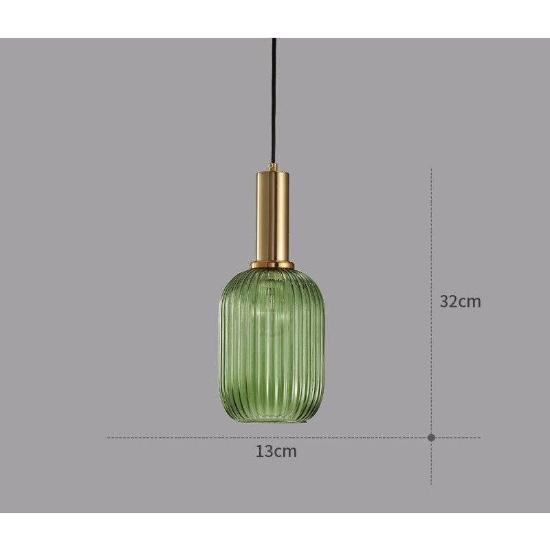 Lampe à Suspension Verre Nervuré Vintage 1 Lumière Or E27 | Sansotis