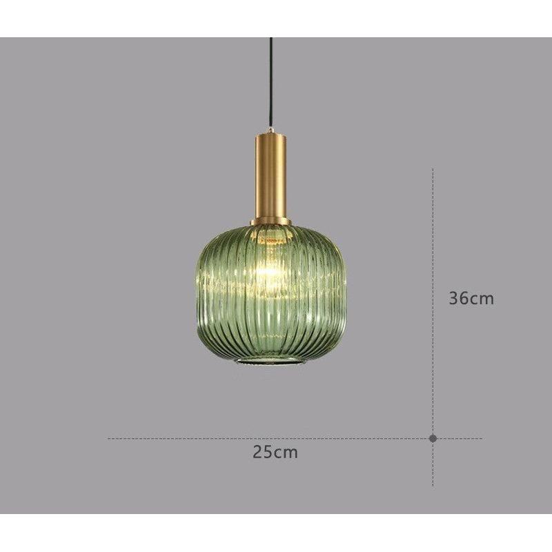 Lampe à Suspension Verre Nervuré Vintage 1 Lumière Or E27 | Sansotis