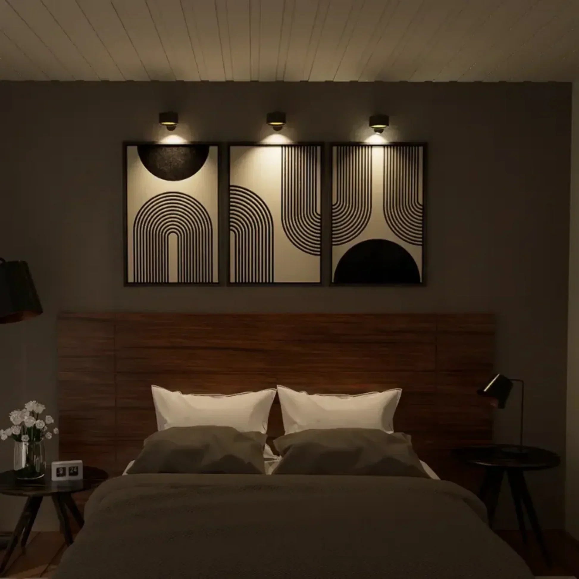 Lampe LED Dimbaar Dimbaar 360° Roteerbaar Touch Afstandsbediening Wit Zwart Hout | Sansotis